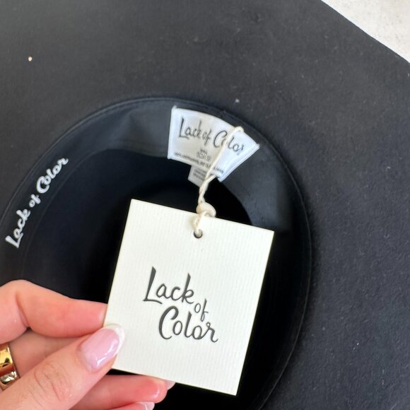 NWT Lack of Color Montana Midnight Muse Wool Felt Fedora Hat Black Wide Brim - Picture 3 of 10